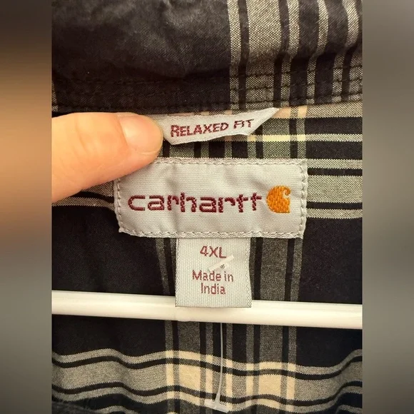 Carhartt Short Sleeve Relaxed Fit Button Down Shirt Men’s SZ 4XL Plaid Casual - Picture 2 of 9